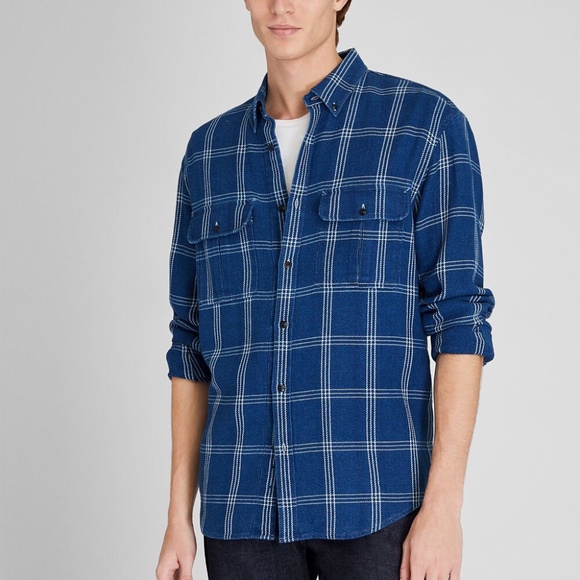 Long Sleeve Relaxed Indigo Twill Shirt Jacket -New With Tags -NEVER WORN -Indigo - Picture 1 of 5